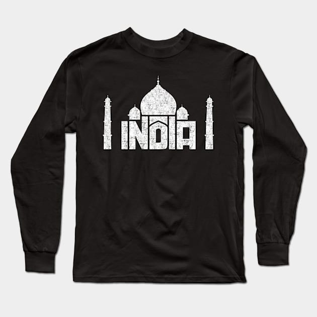 India Souvenir Taj Mahal in Agra Typography Long Sleeve T-Shirt by peter2art